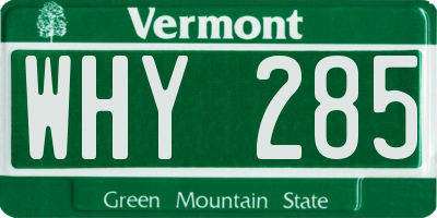 VT license plate WHY285