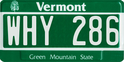 VT license plate WHY286