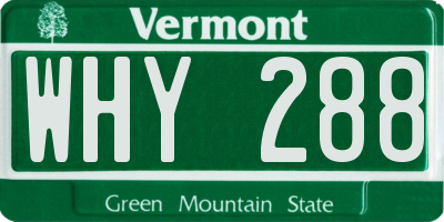 VT license plate WHY288