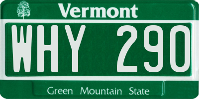 VT license plate WHY290