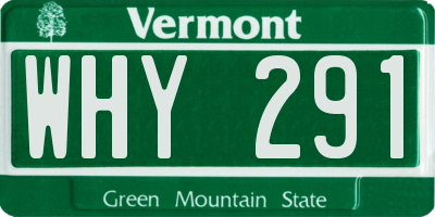 VT license plate WHY291