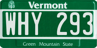 VT license plate WHY293