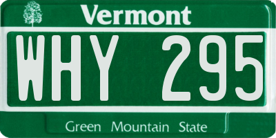 VT license plate WHY295