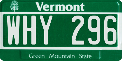 VT license plate WHY296