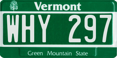 VT license plate WHY297