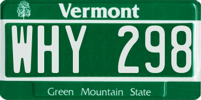 VT license plate WHY298