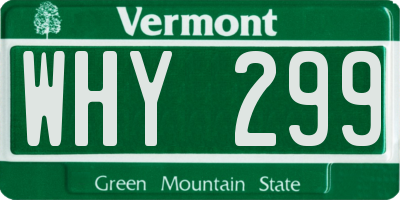 VT license plate WHY299