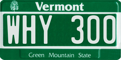 VT license plate WHY300