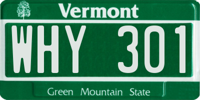 VT license plate WHY301