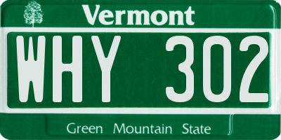 VT license plate WHY302