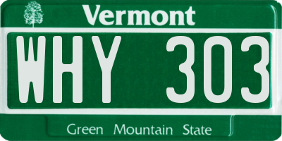 VT license plate WHY303