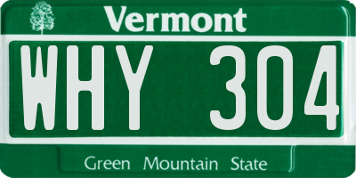 VT license plate WHY304