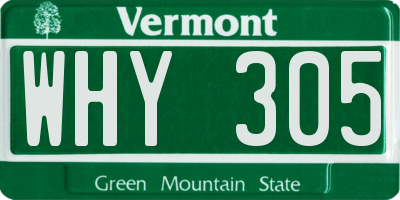 VT license plate WHY305