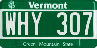 VT license plate WHY307