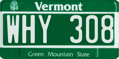 VT license plate WHY308