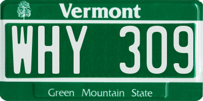 VT license plate WHY309