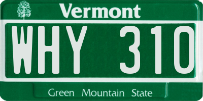 VT license plate WHY310