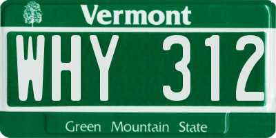 VT license plate WHY312