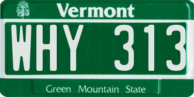 VT license plate WHY313