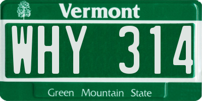 VT license plate WHY314
