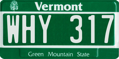 VT license plate WHY317