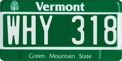 VT license plate WHY318