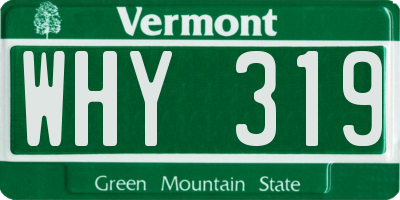 VT license plate WHY319