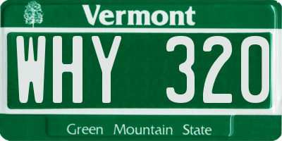 VT license plate WHY320