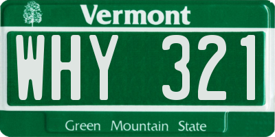 VT license plate WHY321