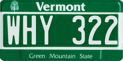 VT license plate WHY322