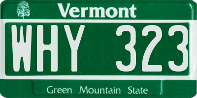 VT license plate WHY323