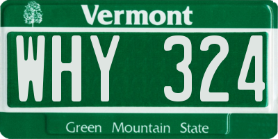VT license plate WHY324