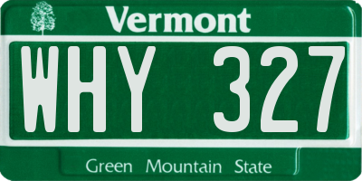 VT license plate WHY327