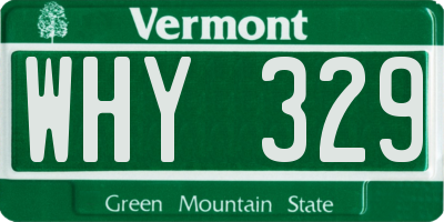 VT license plate WHY329