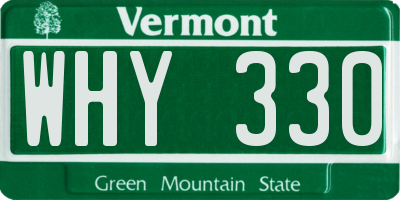 VT license plate WHY330