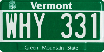 VT license plate WHY331