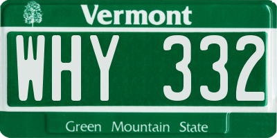 VT license plate WHY332