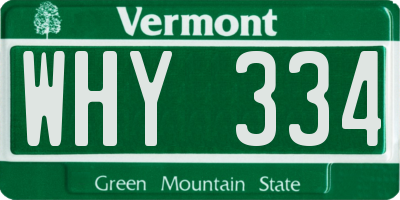 VT license plate WHY334