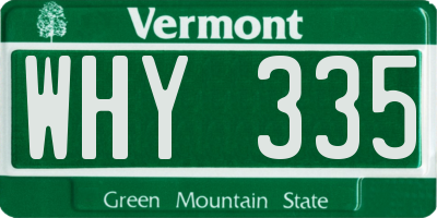 VT license plate WHY335