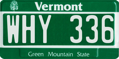VT license plate WHY336