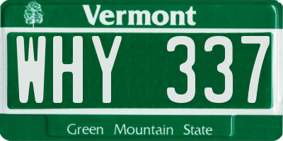 VT license plate WHY337