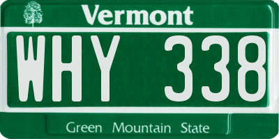 VT license plate WHY338