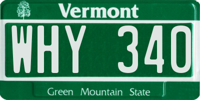VT license plate WHY340