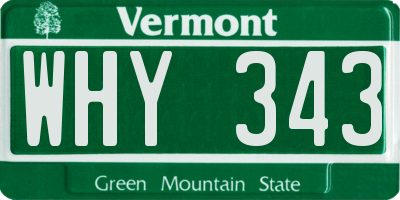 VT license plate WHY343