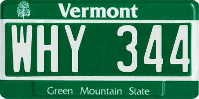 VT license plate WHY344