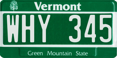 VT license plate WHY345