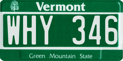 VT license plate WHY346