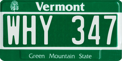 VT license plate WHY347