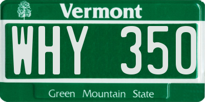 VT license plate WHY350