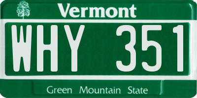 VT license plate WHY351
